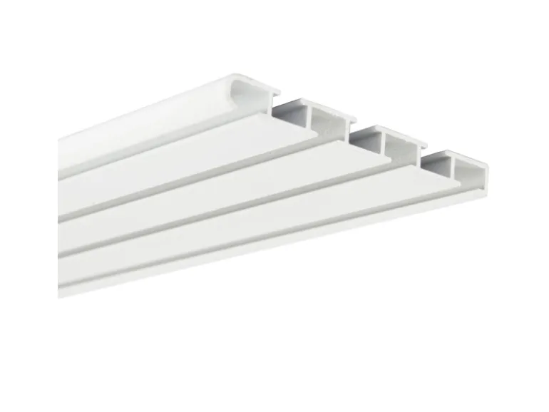Bestlivings Vorhangschiene 480 cm Aluminium Weiß 4 Lauf / 4 x 120 cm