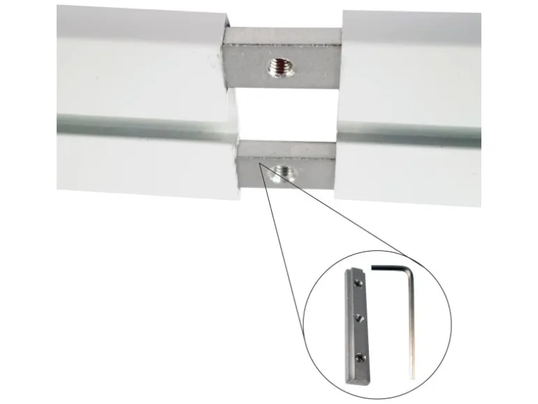 Bestlivings Vorhangschiene Aluminium 300 cm Weiß 1 Lauf / 120 cm & 2 x 90 cm
