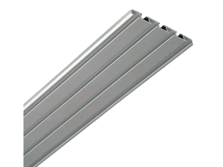 Bestlivings Vorhangschiene 240 cm Aluminium Silber 4 Lauf / 2 x 120 cm