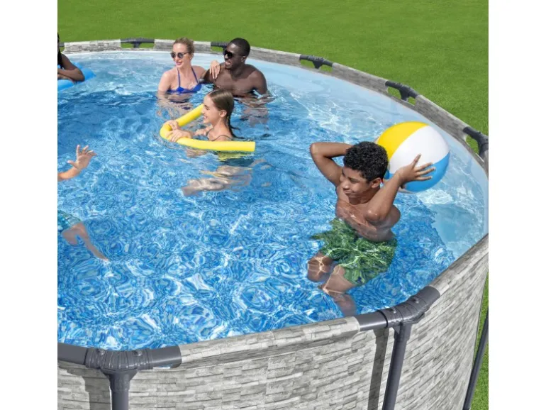 Bestway Stahlrahmen-Pool Set Steel Pro Max Frame Ø 427 x 122 cm Rund Grau