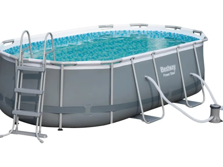 Bestway Stahlrahmen-Pool Set Steel Pro Max Frame GS 427 x 250 x 100 cm Oval Grau
