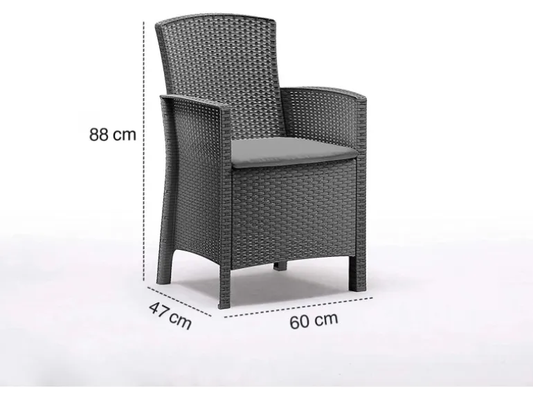 BICA Lido Wetterfestes Balkonset 3-tlg. mit 2 Sessel inkl. Sitzkissen und Tisch Dallas Graphit