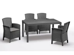 BICA Lido Wetterfestes Balkonset 5-tlg. mit 4 Sessel inkl. Sitzkissen und Tisch Houston Graphit