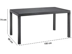 BICA Lido Wetterfestes Balkonset 5-tlg. mit 4 Sessel inkl. Sitzkissen und Tisch Houston Graphit