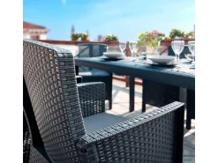 BICA Lido Wetterfestes Balkonset 5-tlg. mit 4 Sessel inkl. Sitzkissen und Tisch Houston Graphit