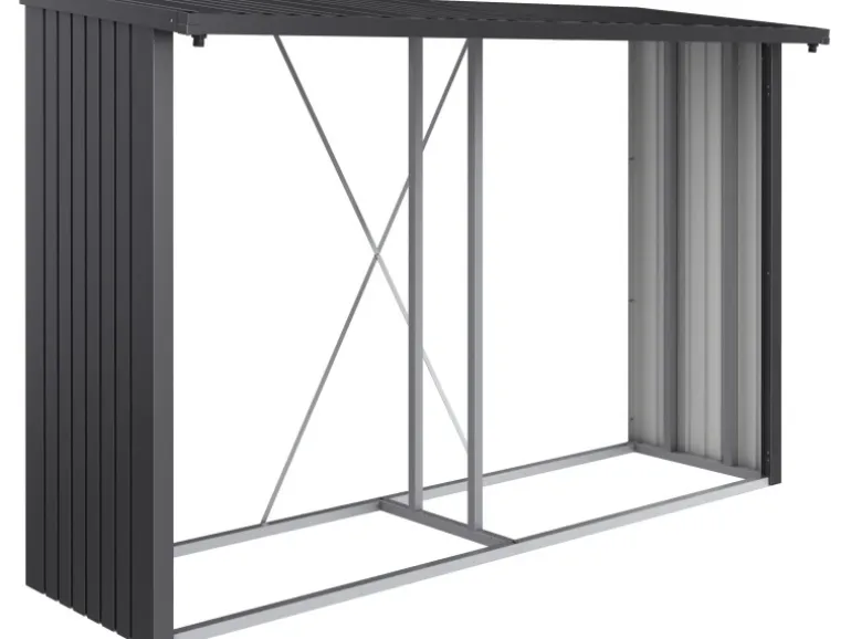 Biohort Kaminholzregal Woodstock 300 Dunkelgrau-Metallic 199 cm x 286 cm x 70 cm