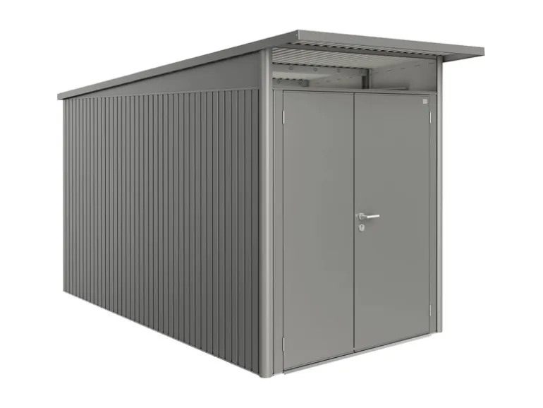Biohort Metall-Gerätehaus AvantGarde Gr. A4 quarzgrau-metallic Doppeltür schmal