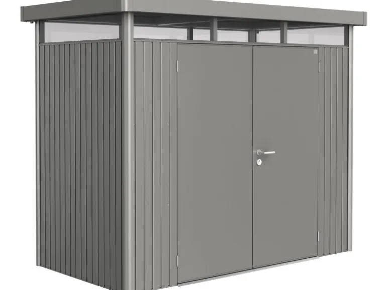 Biohort Metall-Gerätehaus HighLine Quarzgrau-Metallic 3,5 m² Doppeltür