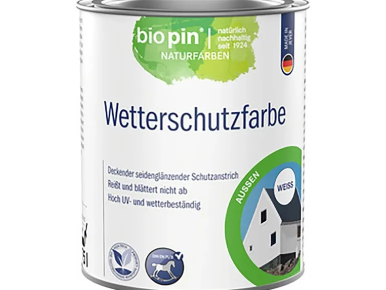 Biopin Wetterschutzfarbe Weiß seidenglänzend 750 ml