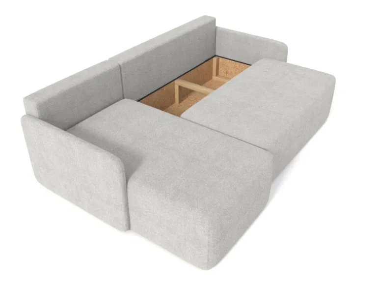 Björn&Schiller Ecksofa mit Schlaffunktion und Bettkasten 212x92x142 cm Waschbarer Bezug Grau