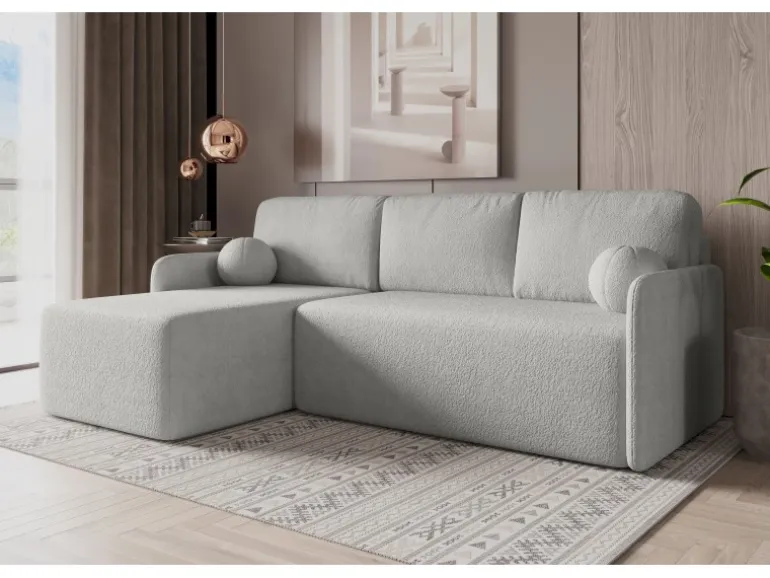 Björn&Schiller Ecksofa mit Schlaffunktion und Bettkasten 212x92x142 cm Waschbarer Bezug Grau