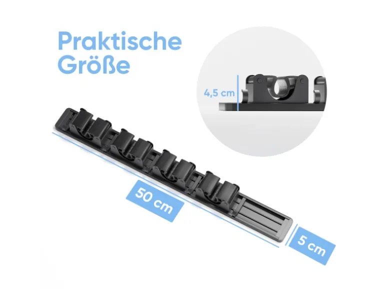 Björn&Schiller Gerätehalter Wandhalterung Aluminium 4 Besenhalter 5 Haken bis 10 kg