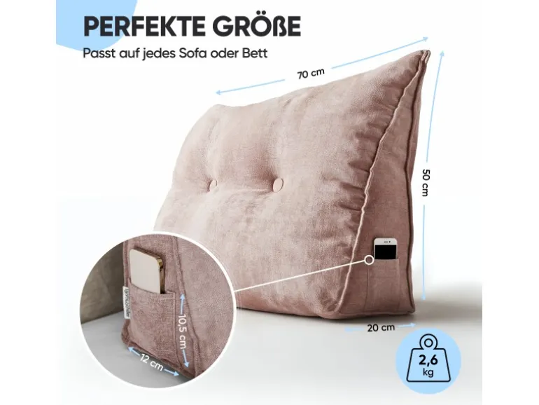 Björn&Schiller Rückenkissen Champagne 70 cm mit Waschbarem Bezug