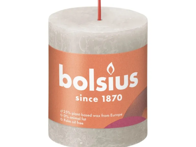 Bolsius Rustik-Kerze Shine 80/68 mm Sandgrau
