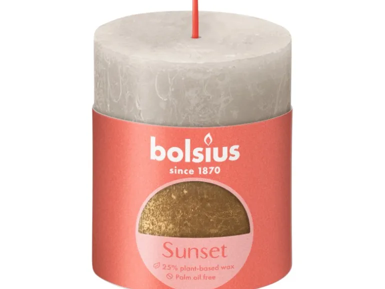 Bolsius Rustik-Kerze Sunset 80/68 mm Sandgrau-Gold