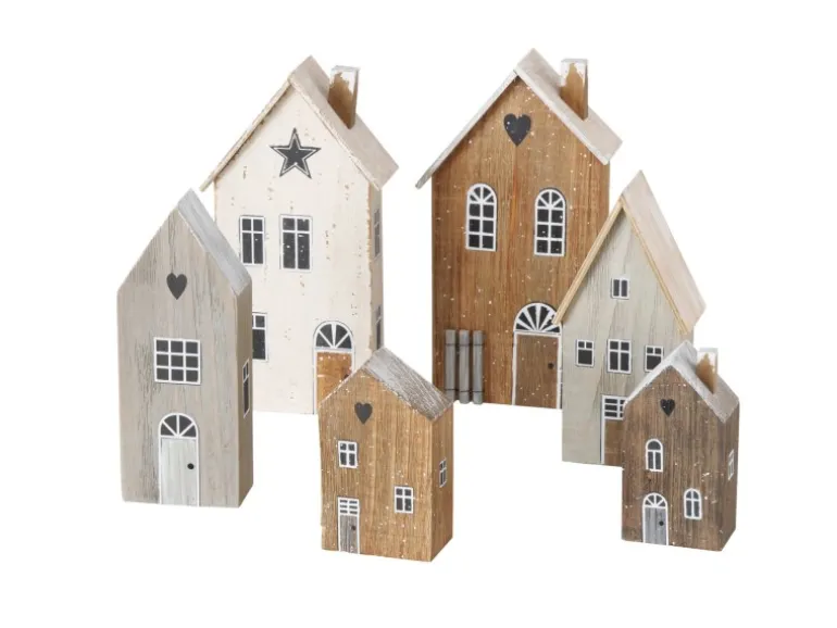 Boltze Deko-Aufsteller Houses 3er Set 2-fach Sortiert Mehrfarbig
