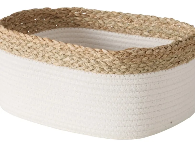 Boltze Deko-Korb Ioana 13 cm x 13 cm x 19 cm Weiß