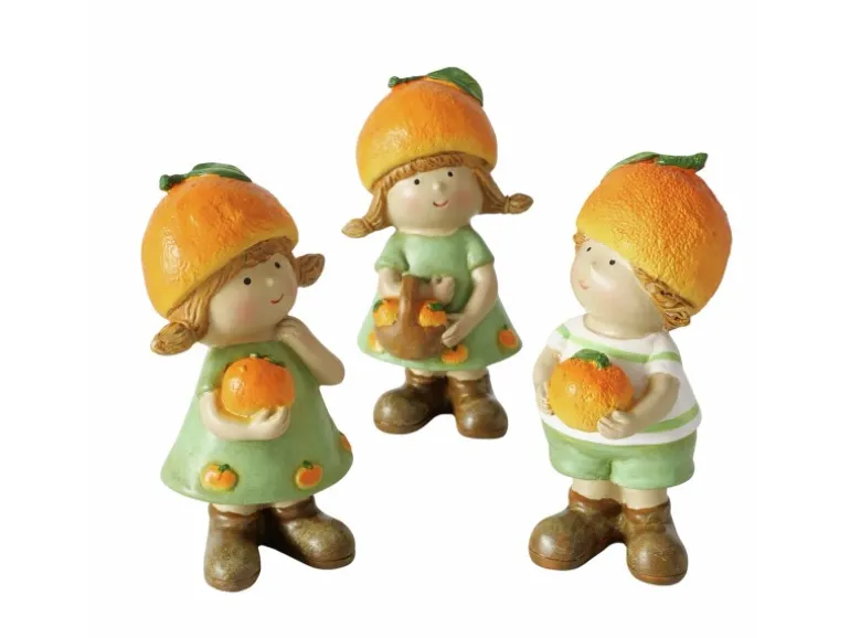 Boltze Figur Fruits 3-fach Sortiert 18 cm x 8 cm x 7,5 cm Orange