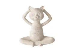 Boltze Home Deko-Figur Yoga Katze 3-fach Sortiert 15 cm x 6 cm x 14,5 cm Beige