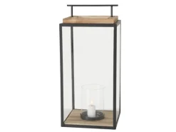 Boltze Home Laterne Damiano Klein 35 cm x 15 cm x 15 cm Schwarz-Natur