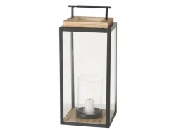 Boltze Home Laterne Damiano Groß 45 cm x 20 cm x 20 cm Schwarz-Natur