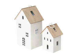 Boltze Home Laterne Solna 2-er Set Weiß-Natur