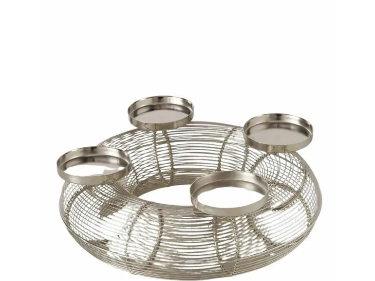 Boltze Kerzenleuchter Ringvi Rund 12 cm x 35 cm x 12 cm Silber