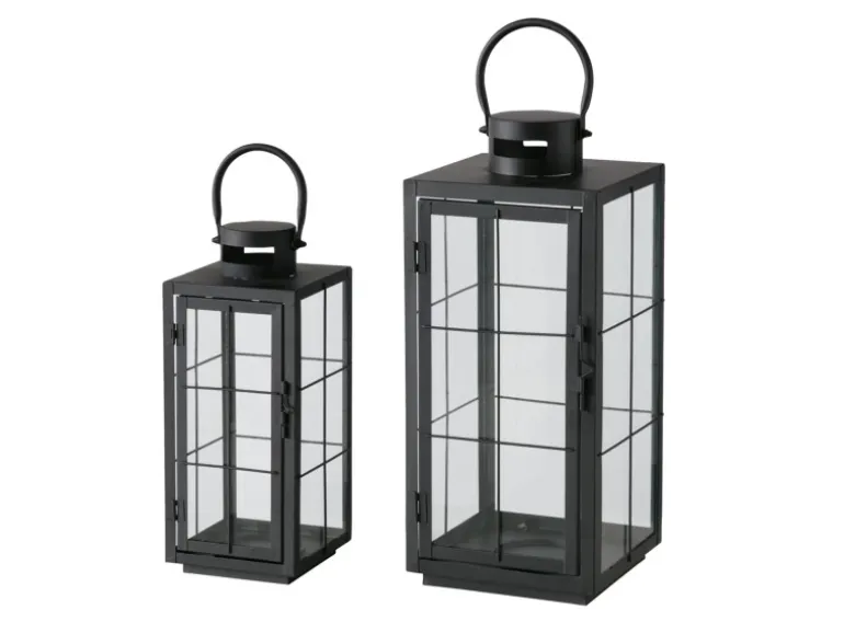 Boltze Laternen-Set Esbjerg 2 -teilig 40 cm x 17,2 cm x 17,2 cm Schwarz
