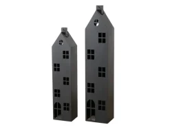 Boltze Laterne-Set Alba 120 cm - 150 cm Schwarz 2-teilig
