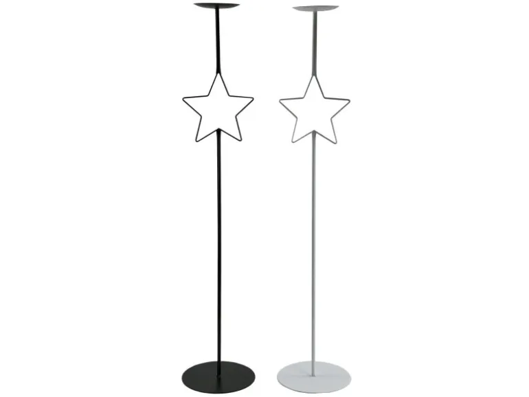 Boltze Stern-Kerzenleuchter Guila Groß 20 cm x 20 cm x 99,5 cm Schwarz