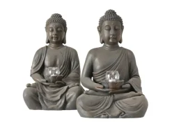 Boltze Windlicht Buddha 2-fach Sortiert 61 cm Braun