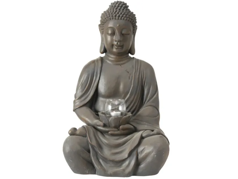 Boltze Windlicht Buddha 2-fach Sortiert 61 cm Braun