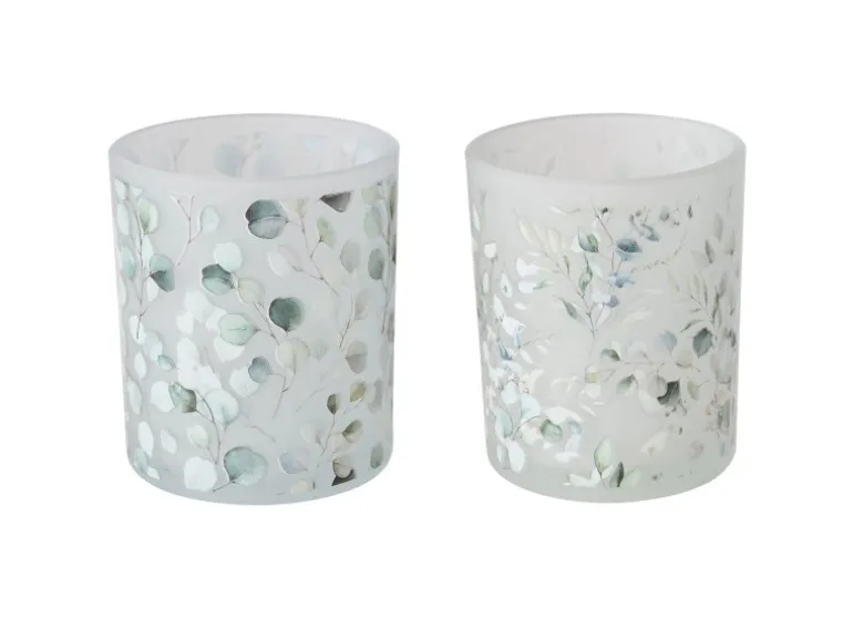 Boltze Windlicht Eukana Klein 2-fach sortiert Ø 7 cm x 8,3 cm Grün