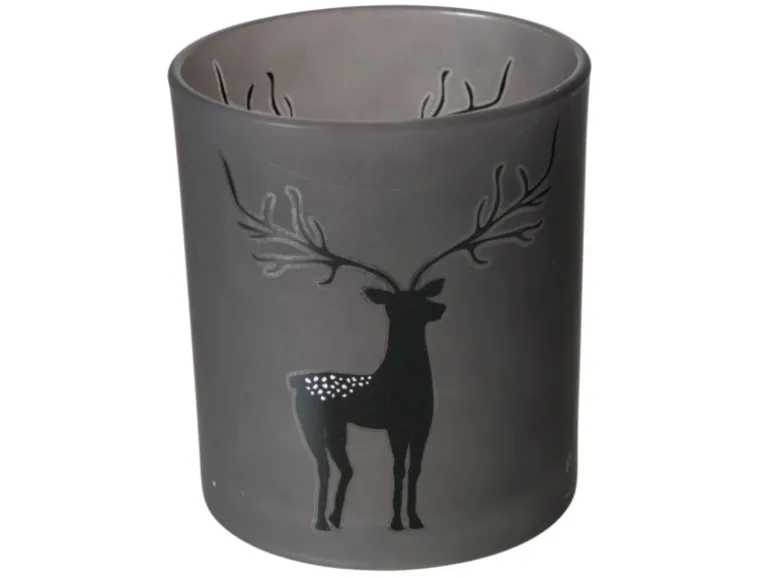 Boltze Windlicht Hirsch Groß 2-fach Sortiert Ø 9 cm x 10 cm Mehrfarbig