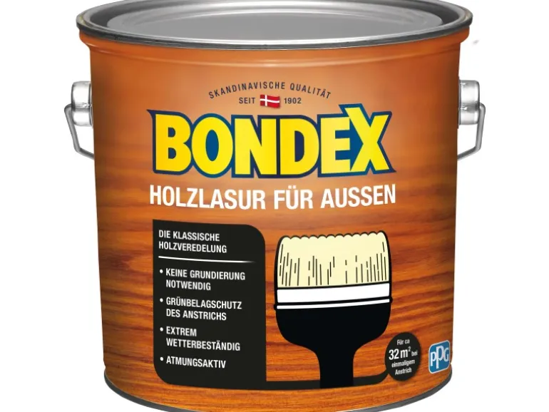 Bondex Holzlasur für Außen Hellgrau seidenglänzend 2,5 l