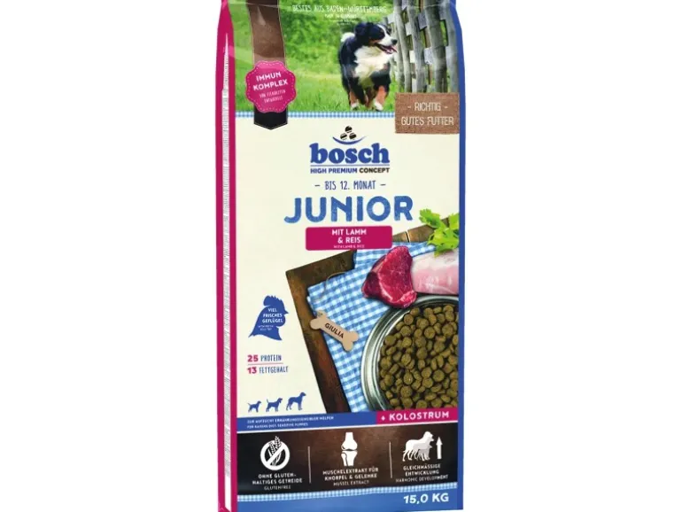 Bosch Pets Hunde-Trockenfutter Junior Lamm und Reis 15 kg