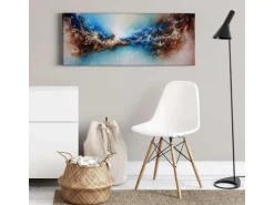 Bricoflor Abstraktes Leinwandbild In Blau Und Braun Moderne Kunst Leinwand Bild In Space Optik Ausgefallenes Wandbild Mit Weltraum Motiv