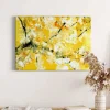 Bricoflor Abstraktes Leinwandbild Gelb Und Weiß Asiatisches Wandbild Acryl Gemälde Optik Für Schlafzimmer Und Flur Kunst Leinwand Bild Auf Keilrahmen