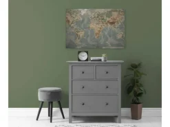 Bricoflor Alte Landkarte Vintage Wandbild Für Wohnzimmer Und Büro Retro Leinwandbild Weltkarte In 120 X 80 Cm Historisch