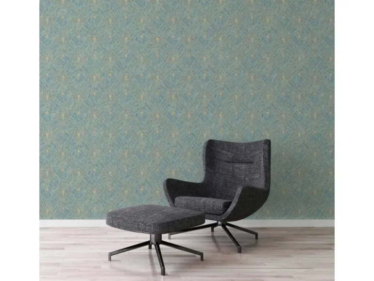 Bricoflor antik Vliestapete Im Jugendstil Vintage Tapete Hellblau Ideal für Flur und Esszimmer Nostalgische Vlies Mustertapete Ornament Der 20er Jahre
