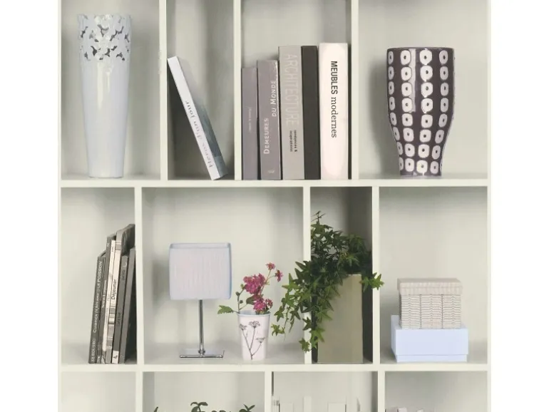 Bricoflor ausgefallene Tapete mit Bücherregal Muster 3D Tapete Ideal für Wohnzimmer und Büro Weiße Vliestapete mit Regel Design