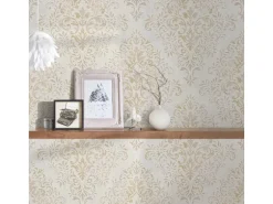 Bricoflor Barock Tapete Weiß Gold Elegante Schlafzimmer und Esszimmer Vliestapete mit Ornament Vintage Wandtapete mit Vinyl Im Nostalgie Stil
