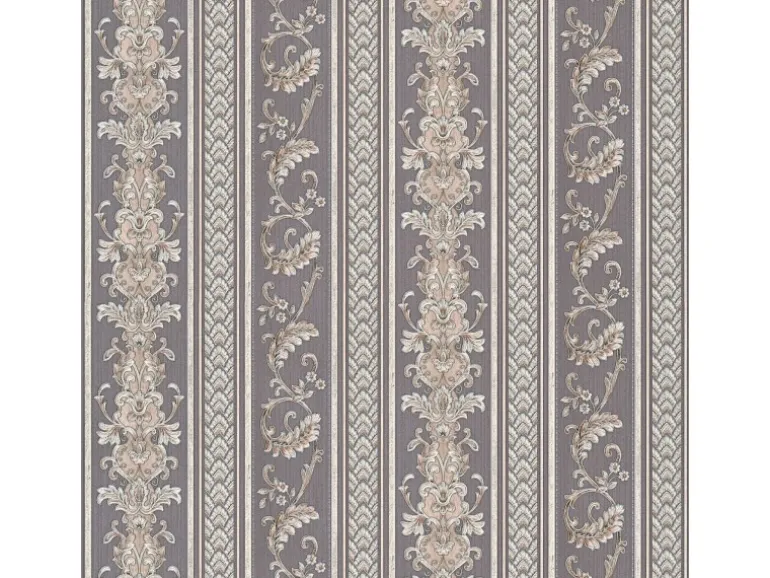 Bricoflor Barock Vliestapete mit Vinyl Abwaschbare Tapete mit Ornamenten Streifen in Silber Grau Elegante Vlies Barocktapete Gestreift für Esszimmer