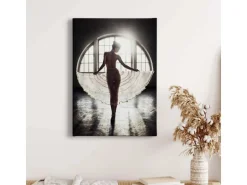 Bricoflor Bild Mit Frau In Schwarz Weiß Nostalgie Wandbild Mit Ballerina Für Schlafzimmer Und Wohnzimmer Leinwand Bild Mit Ballett Tänzerin