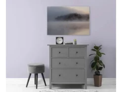 Bricoflor Bild Wald In Nebel Romantisch Leinwandbild See Und Nebel 120 X 80 Cm Leinwand Mit Landschaft Groß Für Schlafzimmer