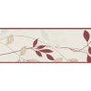 Bricoflor Blätter Bordüre mit Ranken Muster Mediterrane Tapetenborte in Rot und Beige Tapetenbordüre für Wohnzimmer und Schlafzimmer