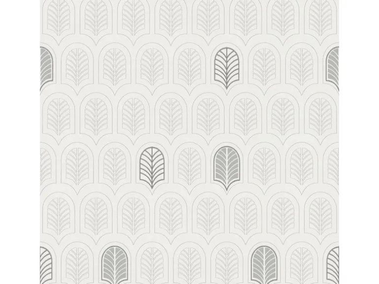 Bricoflor Feder Tapete Elegant 20er Jahre Vliestapete mit Muster in Weiß Silber Vlies Mustertapete im Art Deco Stil für Schlafzimmer und Badezimmer