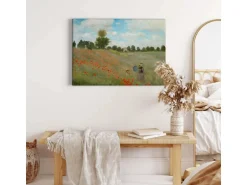 Bricoflor Gemälde Mit Blumenwiese Auf Leinwand Als Kunstdruck Kunst Bild In Ölgemälde Optik Für Wohnzimmer Und Flur Sommer Wandbild In Grün Und Rot