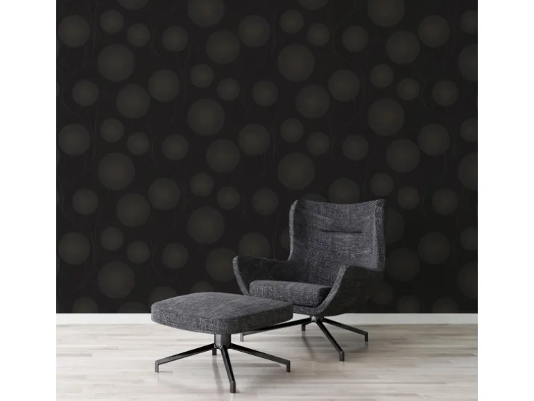 Bricoflor Glitzer Tapete in Schwarz Gold Kreis Vliestapete Floral Ideal für Wohn und Schlafzimmer Schwarze Vlies Mustertapete mit Blumen Abstrakt