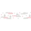 Bricoflor Hasen Tapeten Bordüre für Kinderzimmer in Rosa und Grau Selbstklebende Bordüre mit Wolken für Mädchen Tapetenbordüre Ideal für Babyzimmer